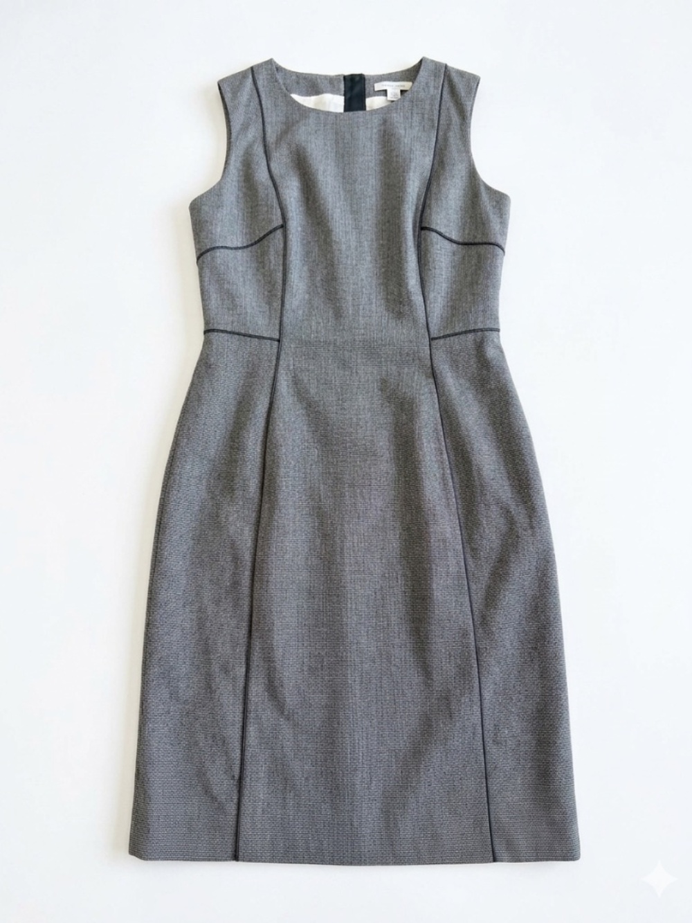 H&M Gray Sleeveless Career Sheath Dress Black Piping NWT Size 6